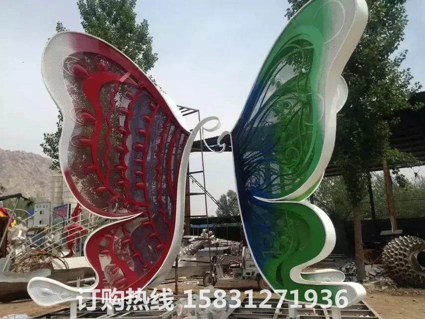 不銹鋼蝴蝶雕塑，廣場彩色蝴蝶不銹鋼雕塑