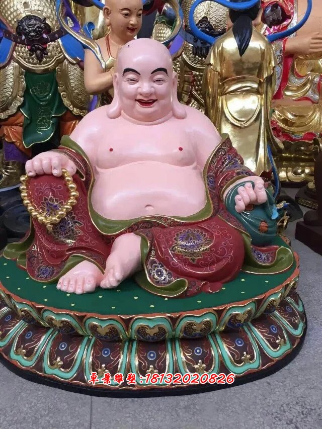 玻璃哈剛彩繪佛像,玻璃鋼彌勒佛