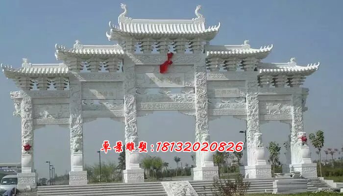 漢白玉石牌坊,五門牌坊石雕