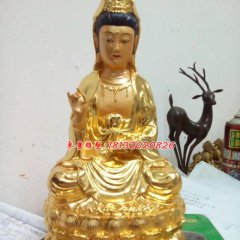 觀音銅雕，貼金觀音銅雕塑