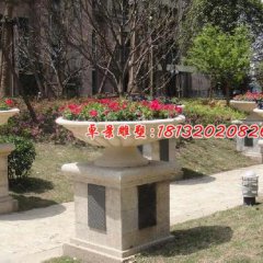 石雕花盆，公園景觀雕塑