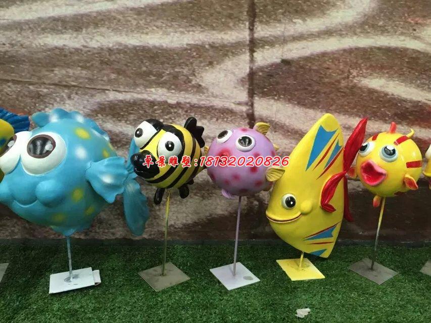 玻璃鋼海與魚(yú)雕塑，卡通雕塑(3)
