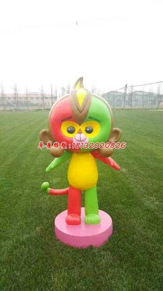 玻璃鋼吉祥物小猴雕塑，卡通雕塑(5)