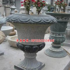 石雕花盆，青石花盆雕塑