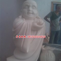 布袋和尚石雕，漢白玉彌勒佛