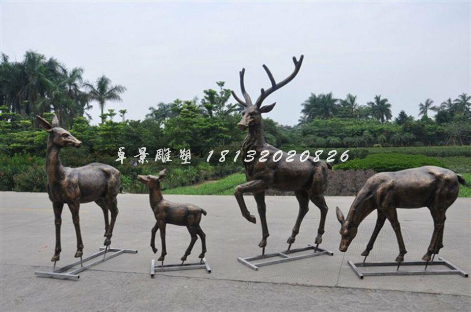 小鹿銅雕，公園動物銅雕