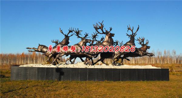 群鹿銅雕，小鹿銅雕