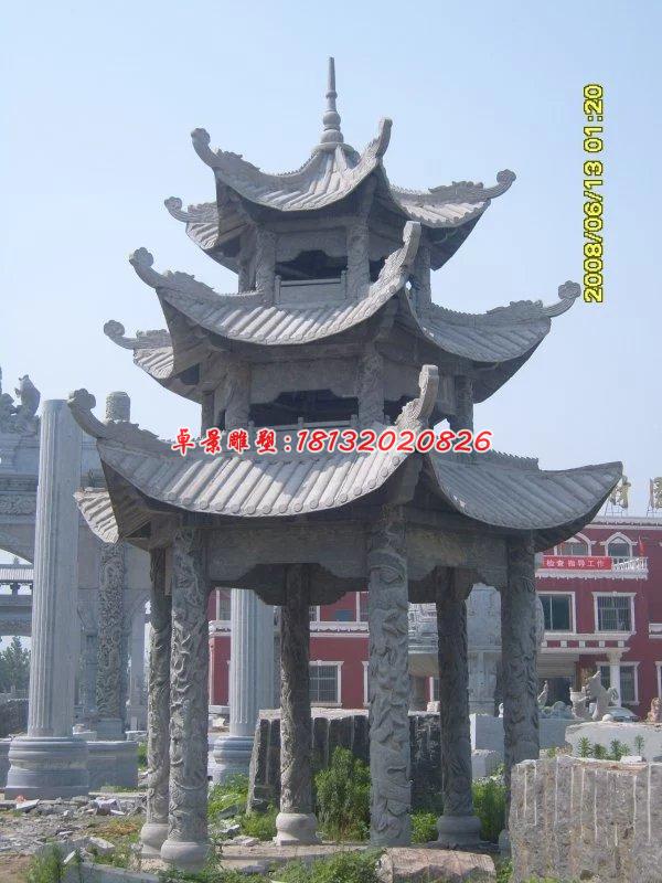 石雕涼亭，三層青石涼亭