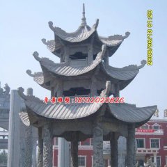 石雕涼亭，三層青石涼亭