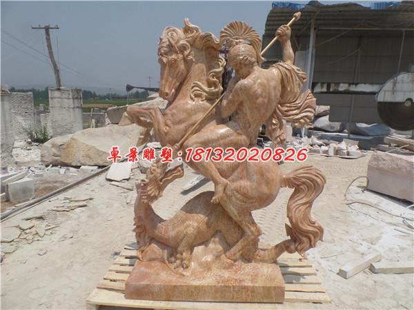 西方戰(zhàn)士石雕，晚霞紅西方人物石雕