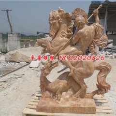 西方戰(zhàn)士石雕，晚霞紅西方人物石雕
