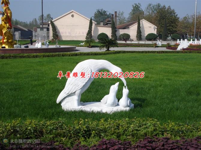 喂食石雕，公園動物石雕，景觀石雕