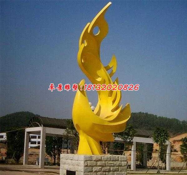 不銹鋼鳳凰雕塑，抽象鳳凰雕塑