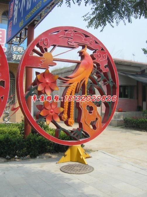 不銹鋼鳳凰雕塑，景觀不銹鋼雕塑