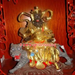 玻璃鋼騎虎財(cái)神雕塑，玻璃鋼貼金財(cái)神雕塑
