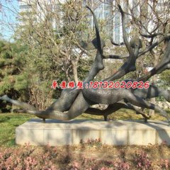 奔跑銅雕，公園抽象人物銅雕