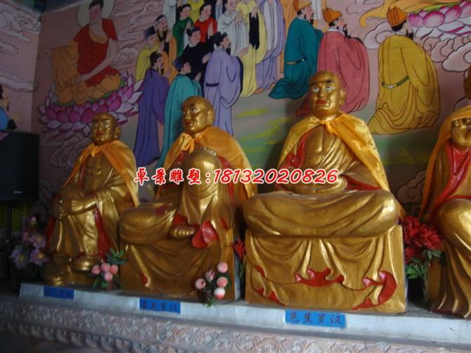 玻璃鋼十八羅漢雕塑,貼金十八羅漢雕塑 (1)