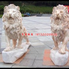 西洋獅石雕，晚霞紅匯豐獅石雕