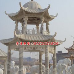 雙層涼亭石雕，大理石涼亭雕塑
