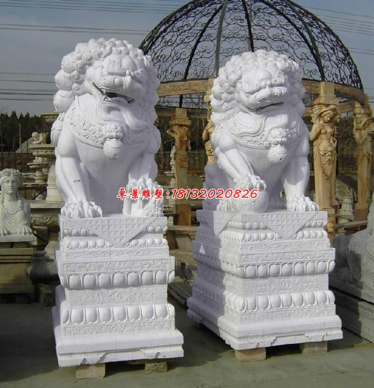 漢白玉獅子，動物石雕