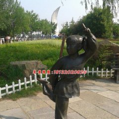 小女孩練劍銅雕，公園人物銅雕