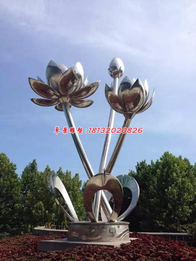 不銹鋼荷花雕塑，公園不銹鋼雕塑