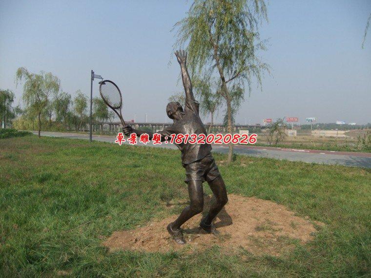 打羽毛球人物銅雕，公園人物雕塑