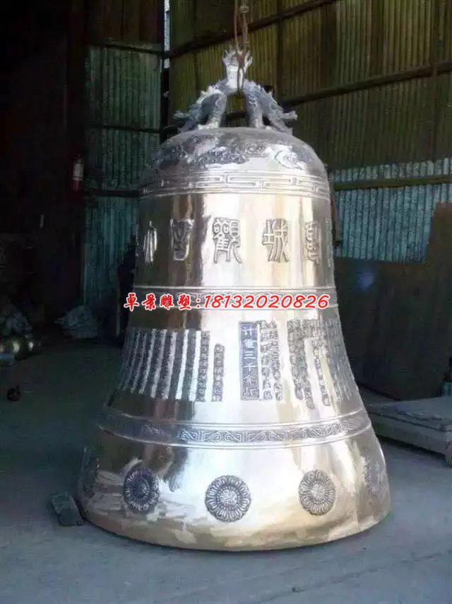 銅雕鐘，寺廟鑄鐵鐘雕塑