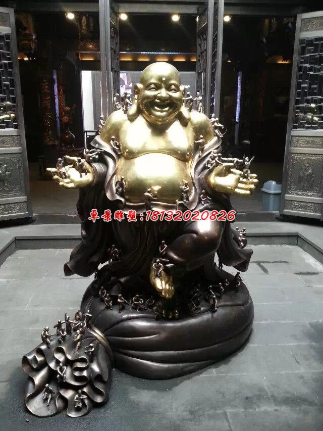 彌勒佛銅雕，貼金彌勒佛雕塑