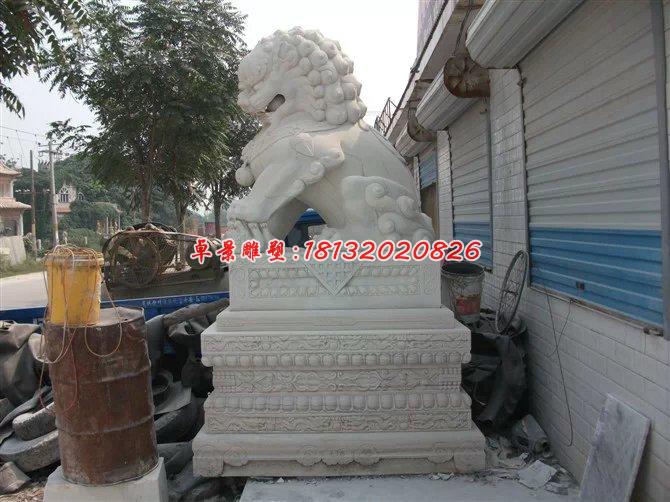 石雕北京獅，踩球石獅子雕塑 (3)