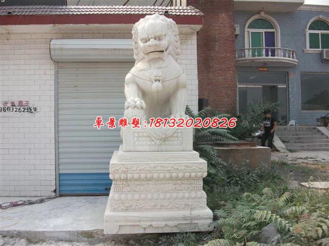 石雕北京獅，踩球石獅子雕塑 (2)