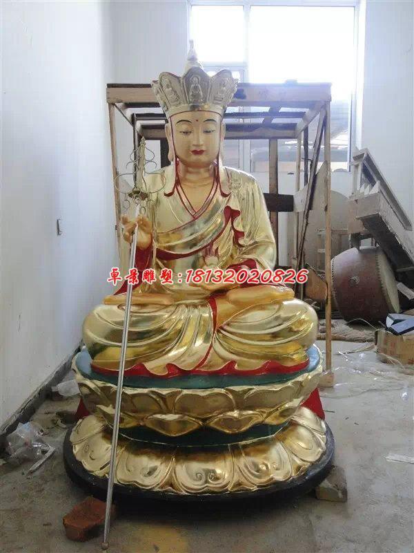 玻璃鋼地藏王雕塑，玻璃鋼貼金雕塑 (2)