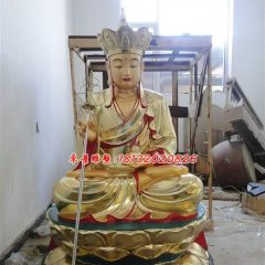 玻璃鋼地藏王雕塑，玻璃鋼貼金雕塑