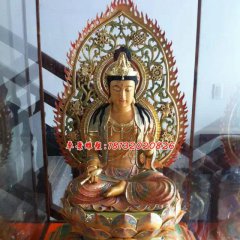 玻璃鋼彩繪西方三圣，坐式佛像雕塑