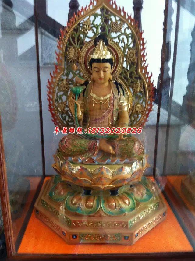 玻璃鋼彩繪西方三圣，坐式佛像雕塑 (2)
