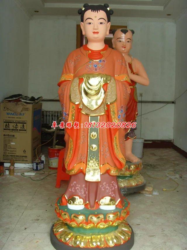 玻璃鋼彩繪龍女雕塑，玻璃鋼彩繪雕塑