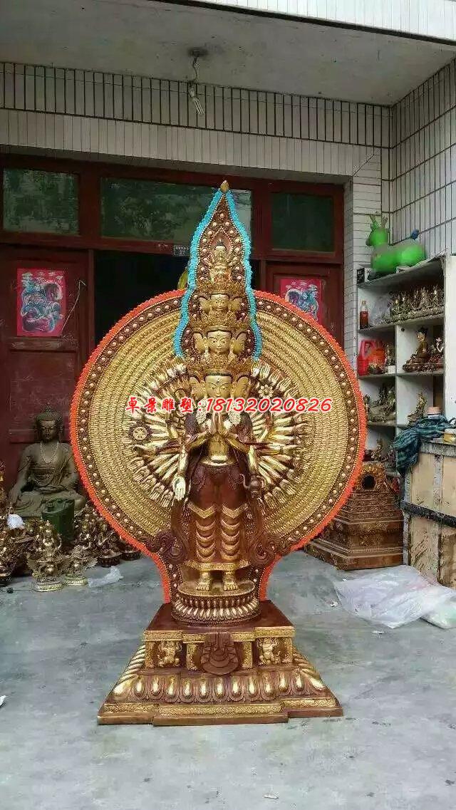 千手觀音銅雕，寺廟銅佛像