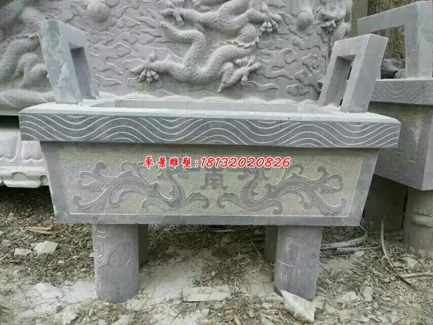石雕鼎，四腳鼎，香爐石雕