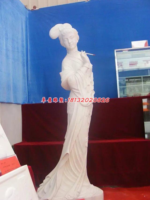 古代美女石雕，漢白玉古代人物雕塑
