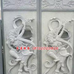 石浮雕，飛天女石浮雕