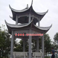 涼亭石雕，青石雙層涼亭雕塑