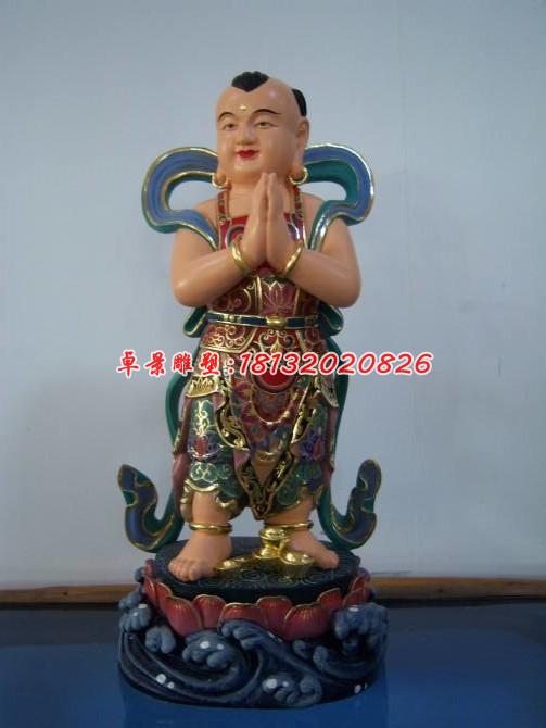 玻璃鋼善財童子雕塑，彩繪神仙雕塑 (2)