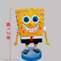 玻璃鋼海綿寶寶雕塑，玻璃鋼卡通雕塑