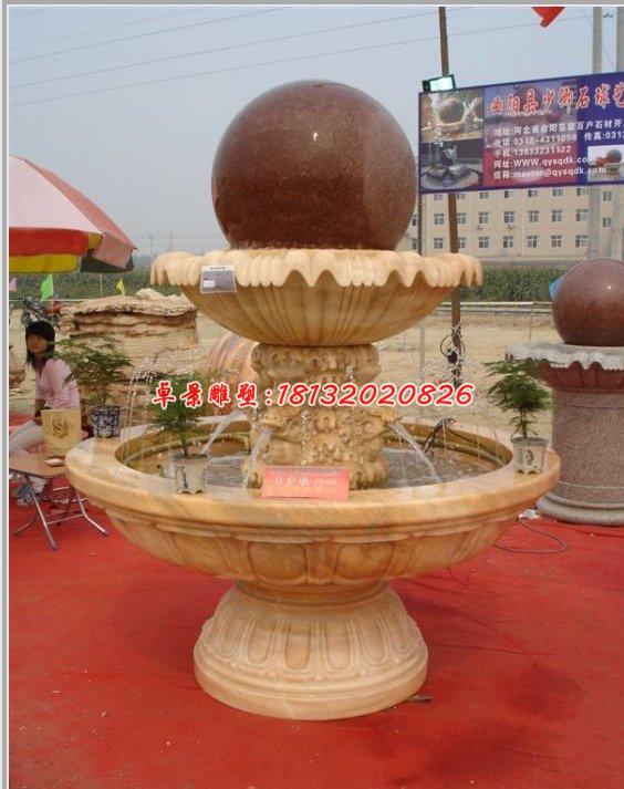 風(fēng)水球石雕，晚霞紅風(fēng)水球噴泉