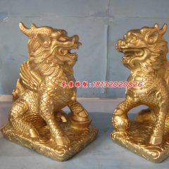 麒麟銅雕，鑄銅麒麟雕塑，神獸銅雕