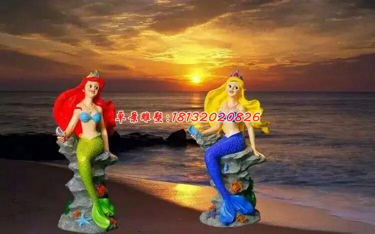 玻璃鋼美人魚雕塑，玻璃鋼卡通人物雕塑 (1)