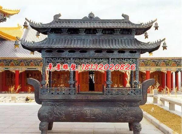佛光普照銅雕香爐，寺廟香爐雕塑 (3)
