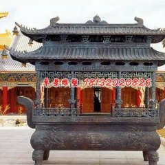 佛光普照銅雕香爐，寺廟香爐雕塑