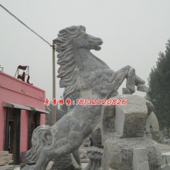 廣場(chǎng)立馬石雕，青石動(dòng)物雕塑