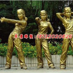 公園人物銅雕，三個(gè)女人跳舞銅雕
